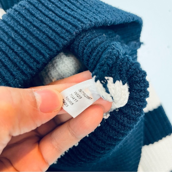 Lou & Grey Women Large Striped Polo Sweater Varsity Letter Half Zip Chunky Knit - Picture 5 of 6